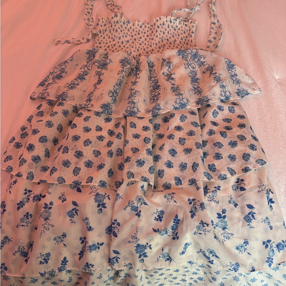 Crystal Doll Blue and White Floral SunDress Size XL